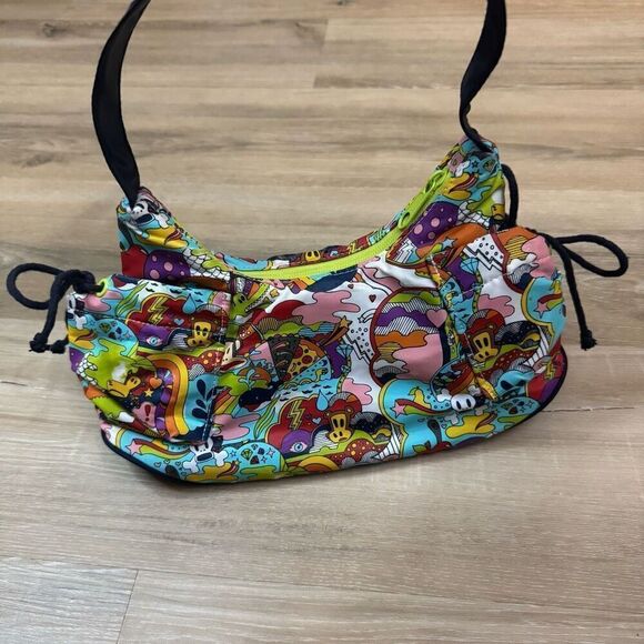 Paul Frank Hobo Shoulder Bag Colorful Doodle Print Artsy Cutesy Retro Y2K Style - Picture 7 of 7